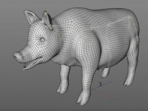 pink pig hair fur rigged low poly animal 3D Model
