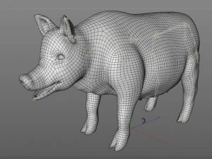 pembe domuz kılı k&uuml;rk hileli d&uuml;ş&uuml;k poli hayvan 3D Model