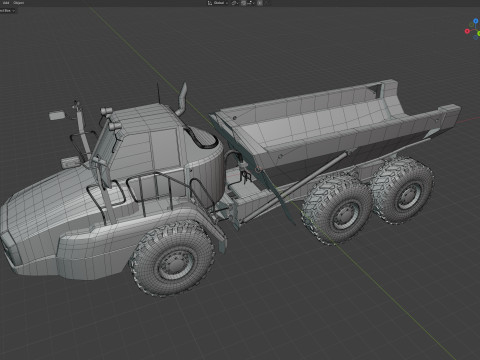725c2 drie-assige gelede vrachtwagen lage kwaliteit 3D Model