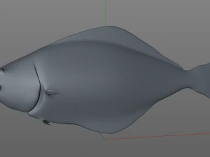halibute peixe chato baixo poli Modelo 3D