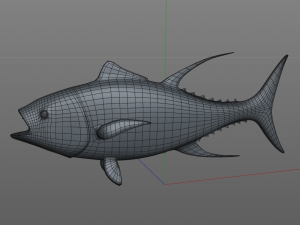 yellow fin tuna fish low poly Model 3D