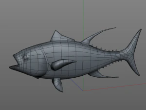 yellow fin tuna fish low poly 3D Model