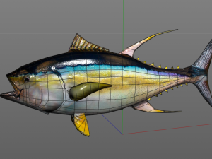 yellow fin tuna fish low poly Model 3D