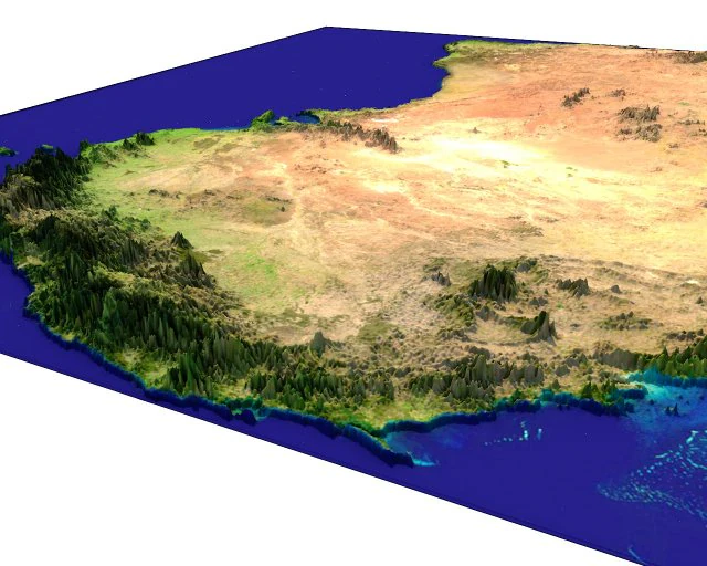 ऑस्ट्रेलिया का 3डी मानचित्र 3D मॉडल .c4d .max .obj .3ds .fbx .stl .blend 