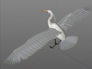 egret pbr bird rigged low poly Modèle 3D