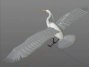 egret pbr bird rigged low poly 3D Model