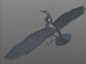 egret pbr bird rigged low poly 3D Model