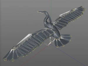 egret pbr bird rigged low poly 3D Model