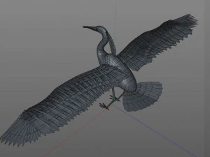 egret pbr bird rigged low poly 3D Model