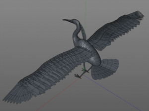 egret pbr bird rigged low poly Modèle 3D