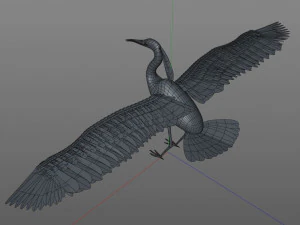 egret pbr bird rigged low poly 3D Model