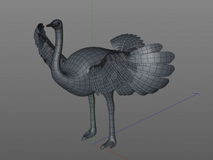 ostrich bird pbr rigged low poly Modèle 3D