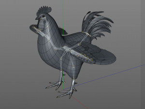 rooster cock bird pbr rigged low poly Modelo 3D