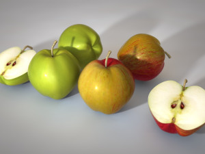apple green red and sliced Modelo 3D
