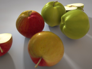 apple green red and sliced 3D Модель