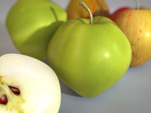 apple green red and sliced 3D Модель