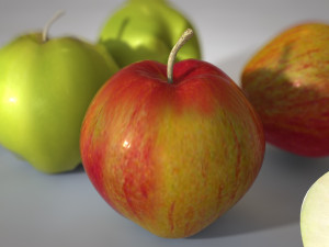 apple green red and sliced 3D Модель
