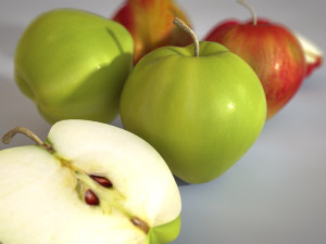 apple green red and sliced 3D Модель