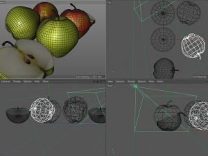 apple green red and sliced 3D Модель
