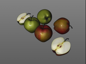 apple green red and sliced 3D Модель