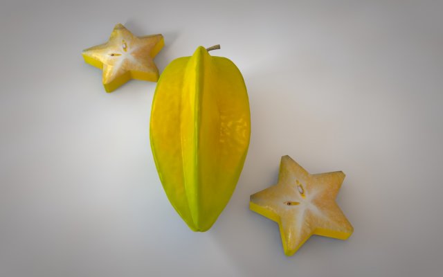 star fruit carambola 3D Model .c4d .max .obj .3ds .fbx .stl .blend 