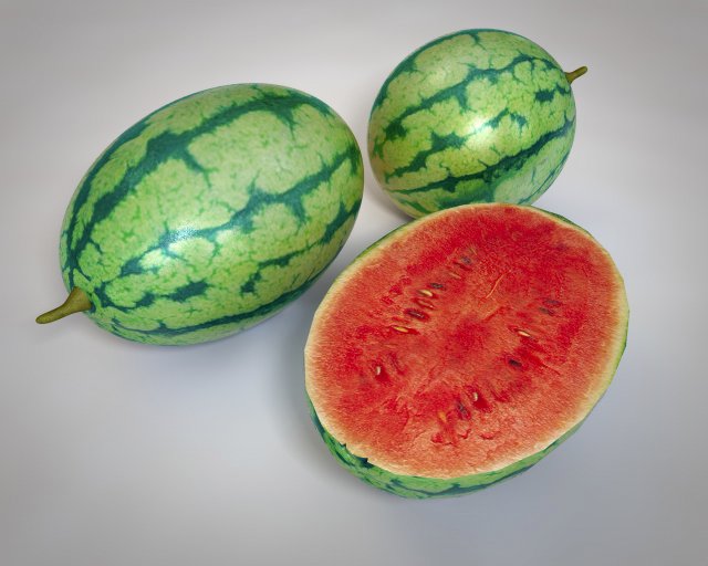 watermelon fruit 3D Модель .c4d .max .obj .3ds .fbx .stl .blend 