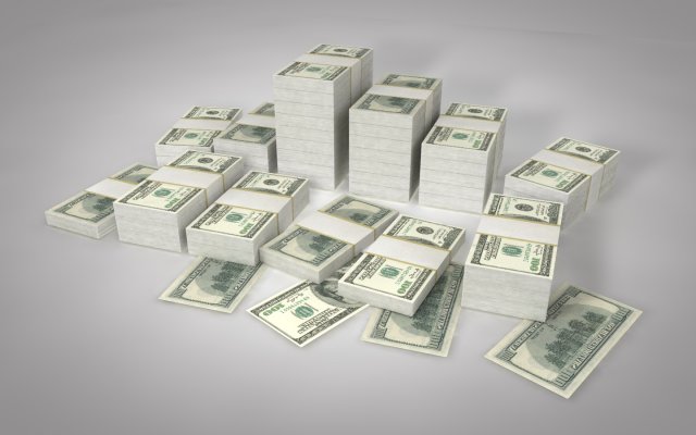 dollar stack 3D Model .c4d .max .obj .3ds .fbx .stl .blend 