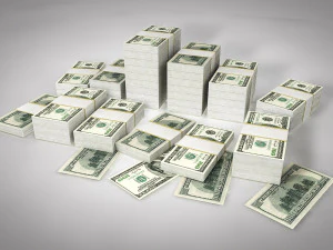 pile de dollars Modèle 3D