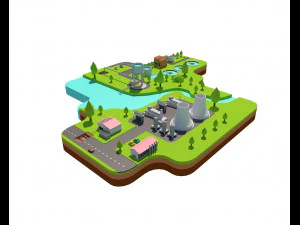 elektrownia low-poly Model 3D