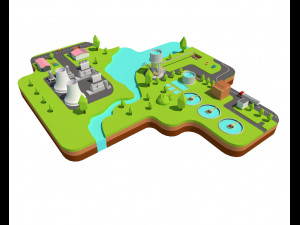 power plant low poly 3D Model