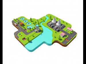 power plant low poly 3D Model