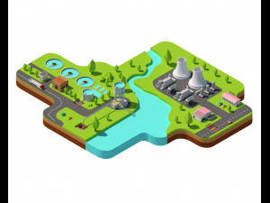 power plant low poly 3D Model