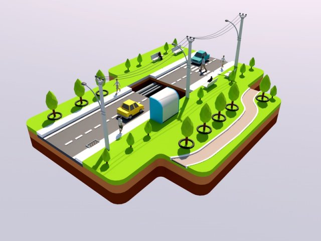 street utilities low poly Model 3D .c4d .max .obj .3ds .fbx .stl .blend 