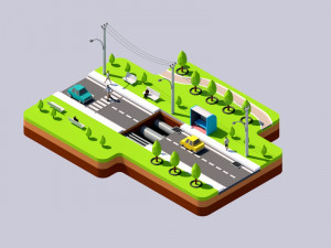 street utilities low poly Model 3D