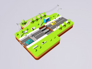 street utilities low poly Model 3D