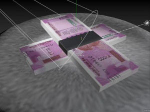 2000 rupee indian currency notes Model 3D