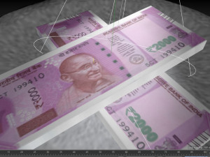 2000 rupee indian currency notes Model 3D