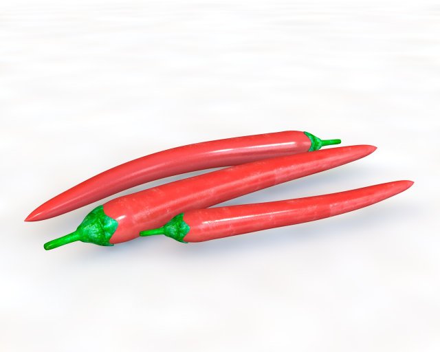 chili red pepper 3D Model .c4d .max .obj .3ds .fbx .stl .blend 