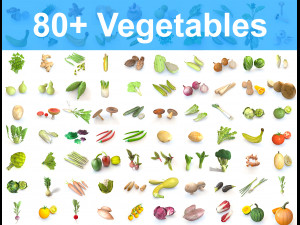 80 plus mega vegetables collection low poly 3D Model
