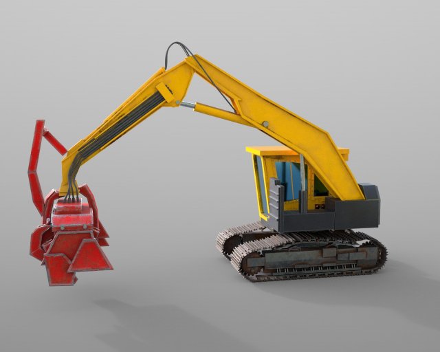 komatsu feller buncher Modello 3D .c4d .max .obj .3ds .fbx .stl .blend 