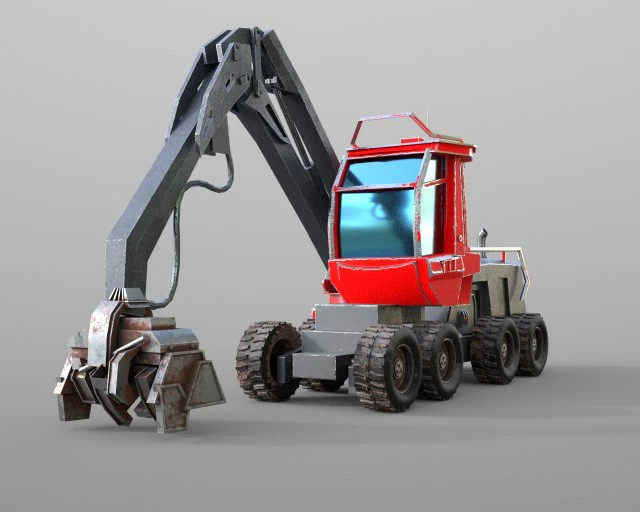 komatsu harvester 3D Model .c4d .max .obj .3ds .fbx .stl .blend 