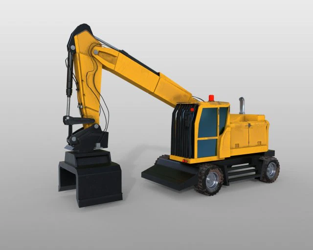 wheel excavator 3D Model .c4d .max .obj .3ds .fbx .stl .blend 