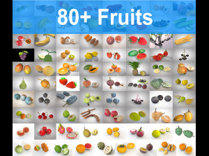 80 plus low poly realistic 4k textured fruits collection 3D Model