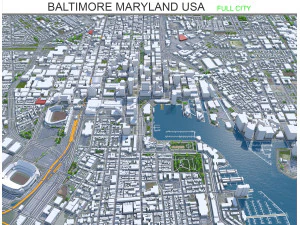 Baltimora, Maryland, citt&agrave; a 50 km Modello 3D