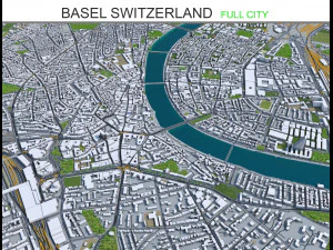 cidade de Basileia Su&iacute;&ccedil;a 50 km Modelo 3D