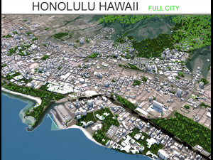 honolulu hawaii city usa 50 km 3D Model