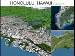 honolulu hawaii city usa 50 km 3D Model