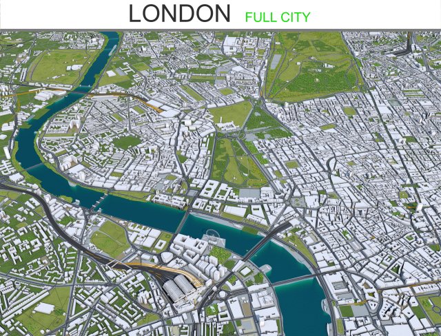 london city 100km Modelo 3D .c4d .max .obj .3ds .fbx .stl .blend 