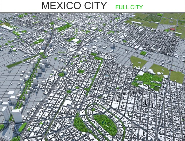 mexico city 50km 3D Model .c4d .max .obj .3ds .fbx .stl .blend