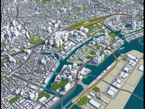 Tokyo city japan 100km 3D Model